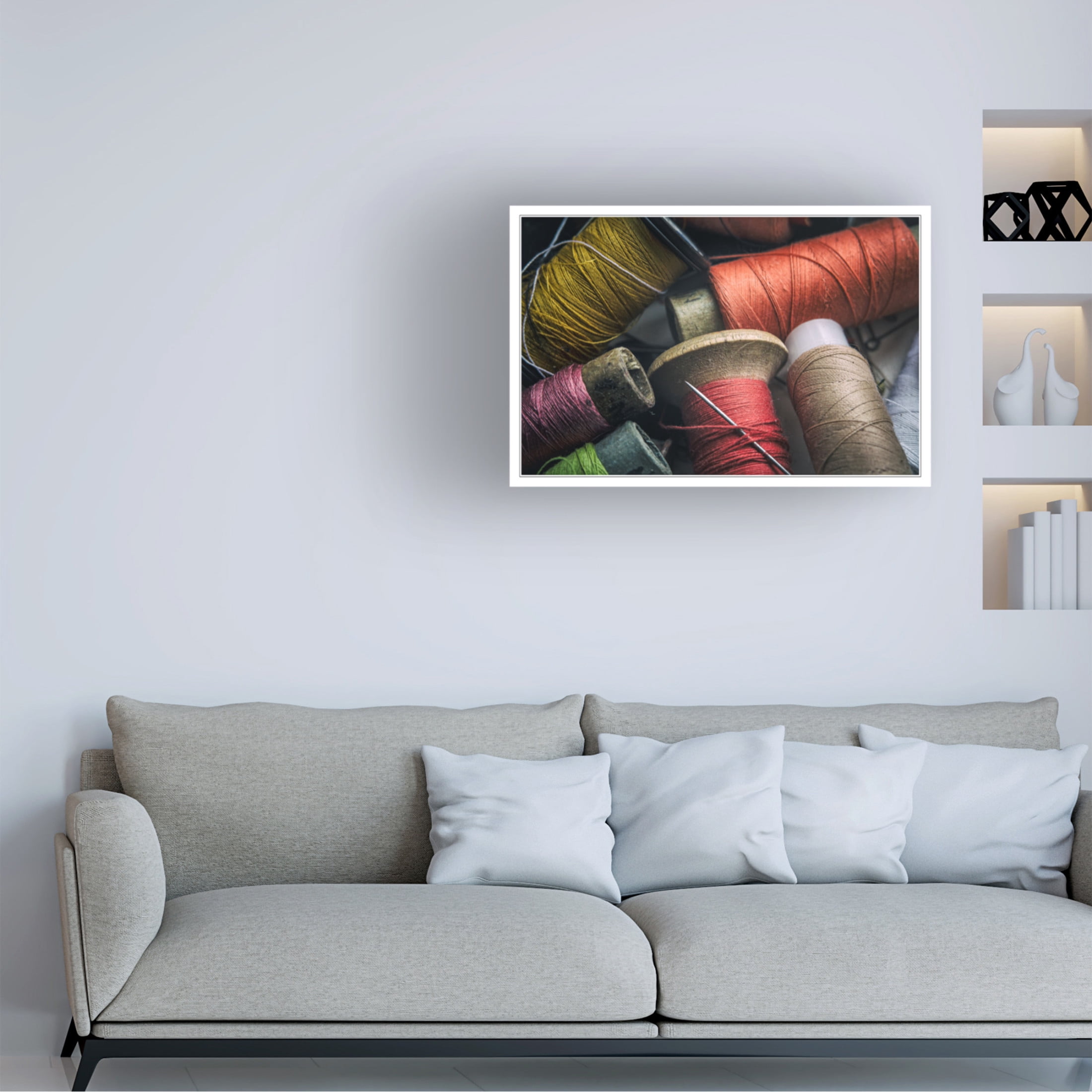 Canvas Wall Art - Yury A Melnikov 'Thread And Sewing Pins 2' Wall Art for Living Room, Bedroom, or Office Décor by Trademark Fine Art - 47 x 30 Inches