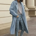 thumbnail image 2 of UPPADA Fall Peacoats for Women Wool Blend Notched Lapel Single Breasted Coat Winter Button Long Sleeve Jackets Outerwear Warm Overcoats Blue,XL, 2 of 5