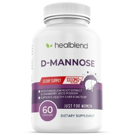 Healblend D-Mannose Capsules - Liver & Urinary Tract Health Supplement for UTI, Bladder Infection, Kidney Support & Bloating Relief - 60 Capsules