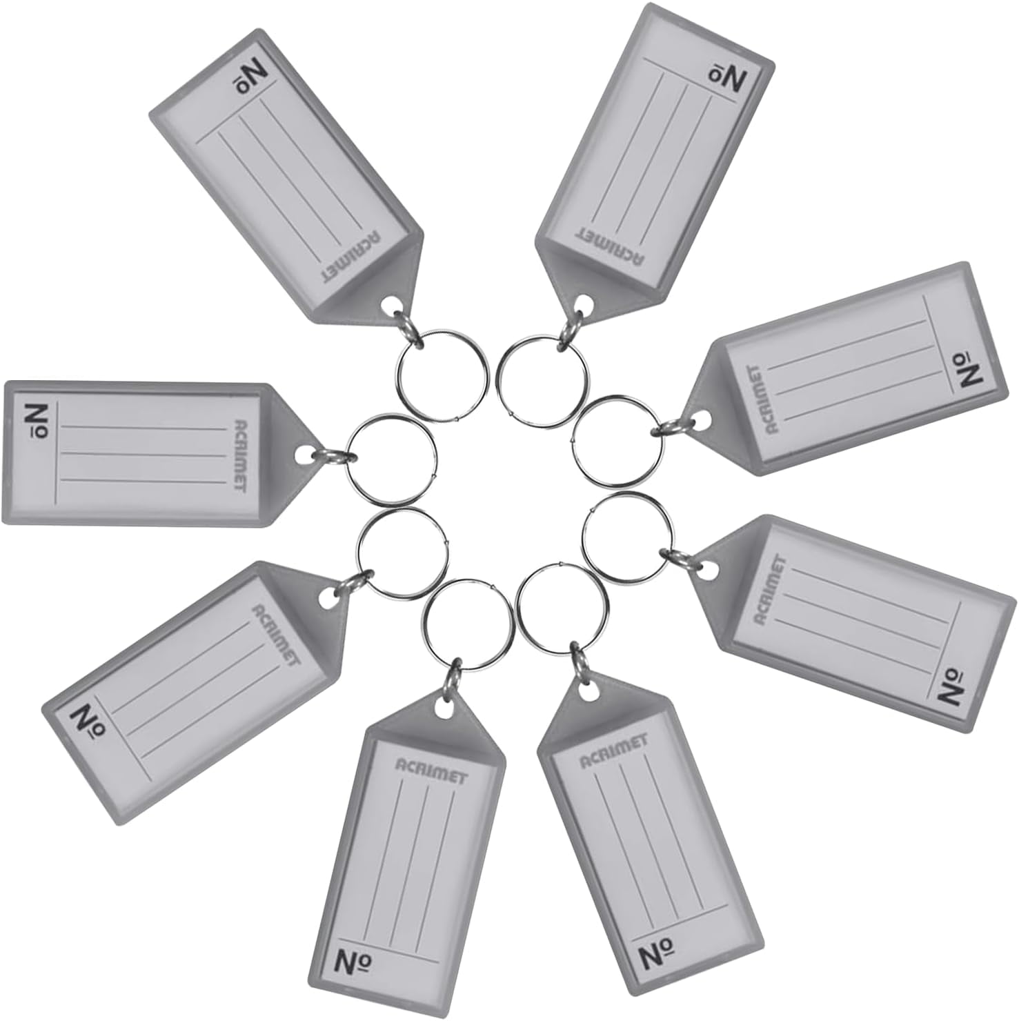 Acrimet Plastic Key Tag with Metal Ring and Label Window, Clear Smoke (60 Pack)