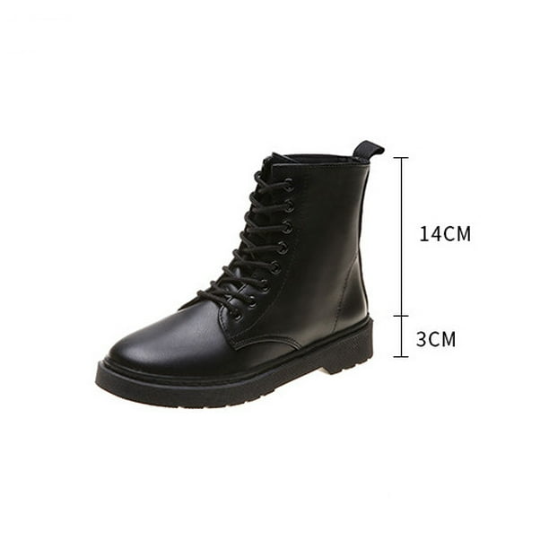 Black flat boots lace up deals