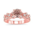 thumbnail image 2 of Perfect 1.50 Carat Round Morganite and Diamond Halo Engagement Ring in 14k Rose Gold morganite & diamond engagement ring, 2 of 3