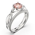 thumbnail image 3 of Gorgeous Rings Boho & hippie 1.60 Carat Round Cut Morganite And Diamond Moissanite Engagement Ring, Wedding Ring, One Matching Band in 925 Sterling Silver With 18k White Gold Plating, Promise Ring, 3 of 3