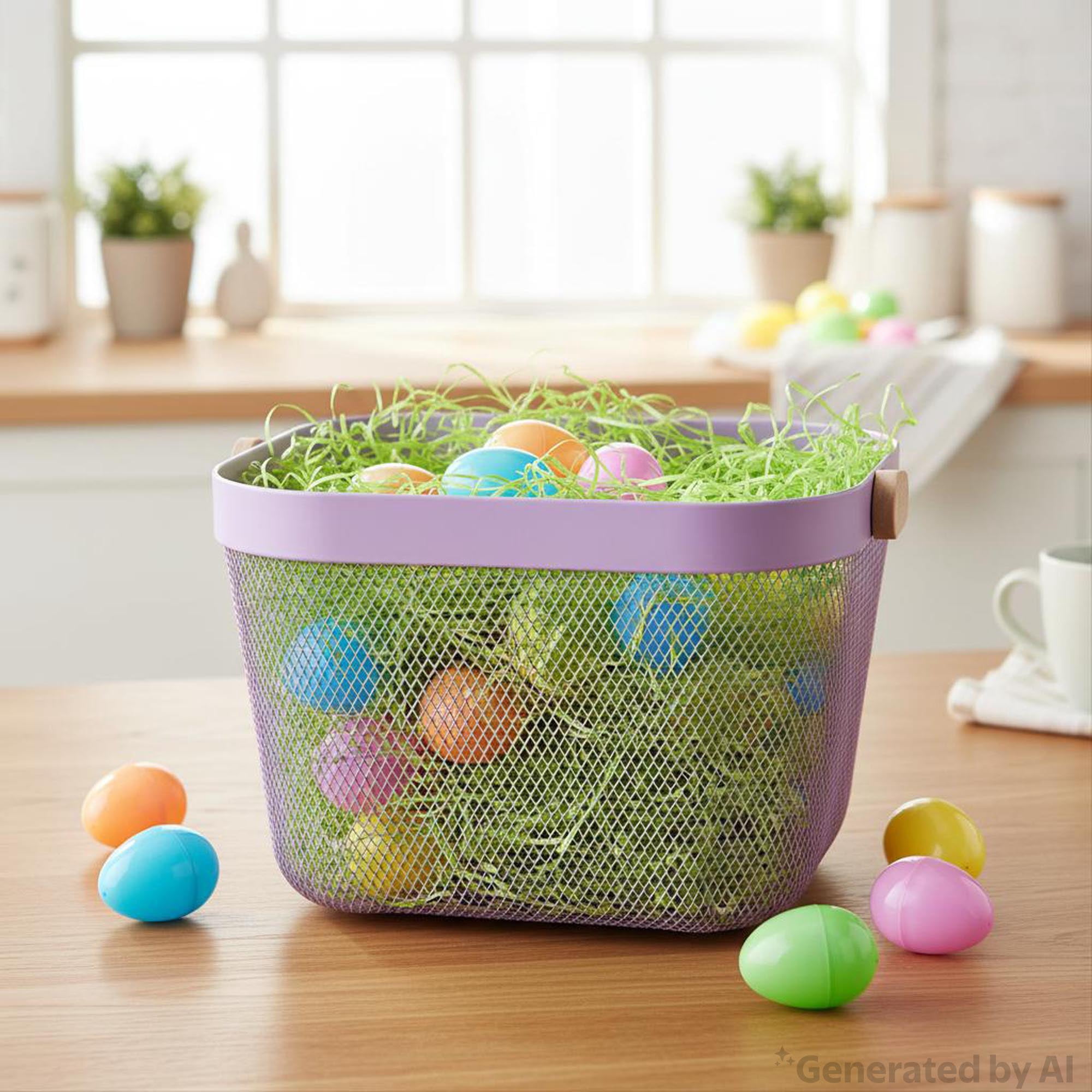 Way To Celebrate Easter Square Mesh Basket, Purple, 10 in x 7 in