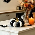 thumbnail image 5 of RBCKVXZ Black White Resin Pumpkin Figurine Modern Farmhouse Fall Thanksgiving Halloween Tabletop Mantel Tiered Tray Centerpiece Home Shelf Decor Statue, 5 of 6