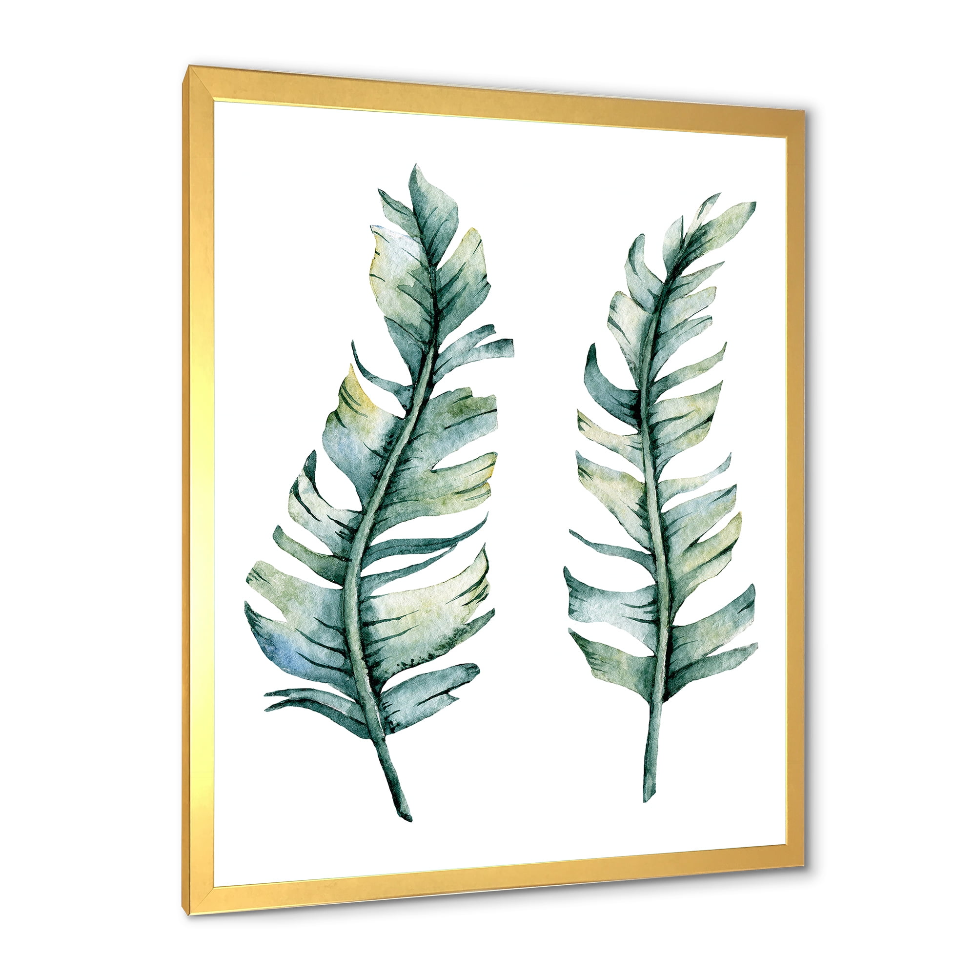 Designart 'Duo of Tropical Leaves On White' Farmhouse Framed Art Print