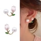 thumbnail image 1 of Pendientes de tuerca de flor de tulipán rosa de lujo con luz francesa para mujer, pendientes exquisitos de circonita coreana, regalo de joyería de Navidad para fiesta Dengxun unisex, 1 of 1