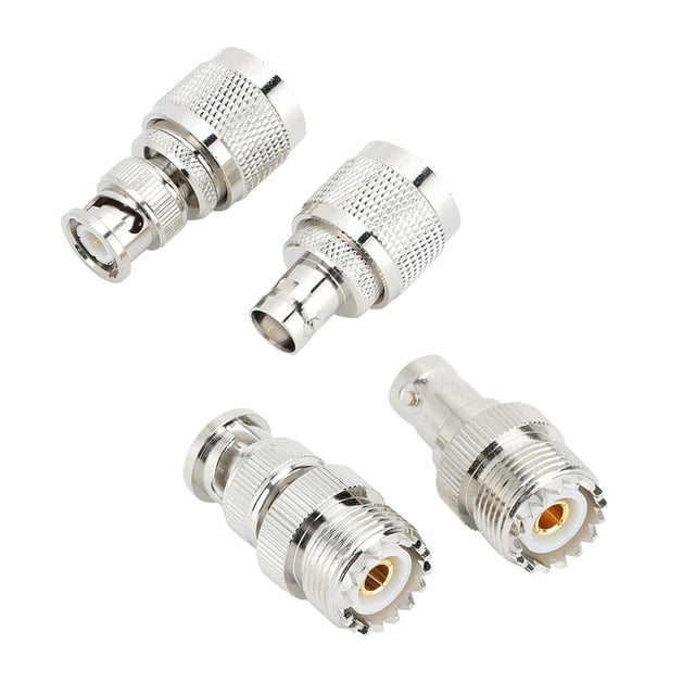 Adaptador de conector de cobre niquelado de 4 piezas UHF a BNC de 50 ohmios para antena de radio WiFi LAN inalámbrica