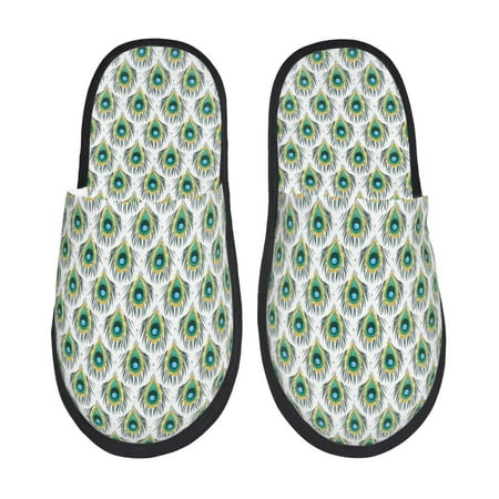 

Sikiie Peacock Feathers1 Fuzzy Slip-on Slippers Warm Cozy Soft Lightweight Memory Foam Indoor House ShoesMedium