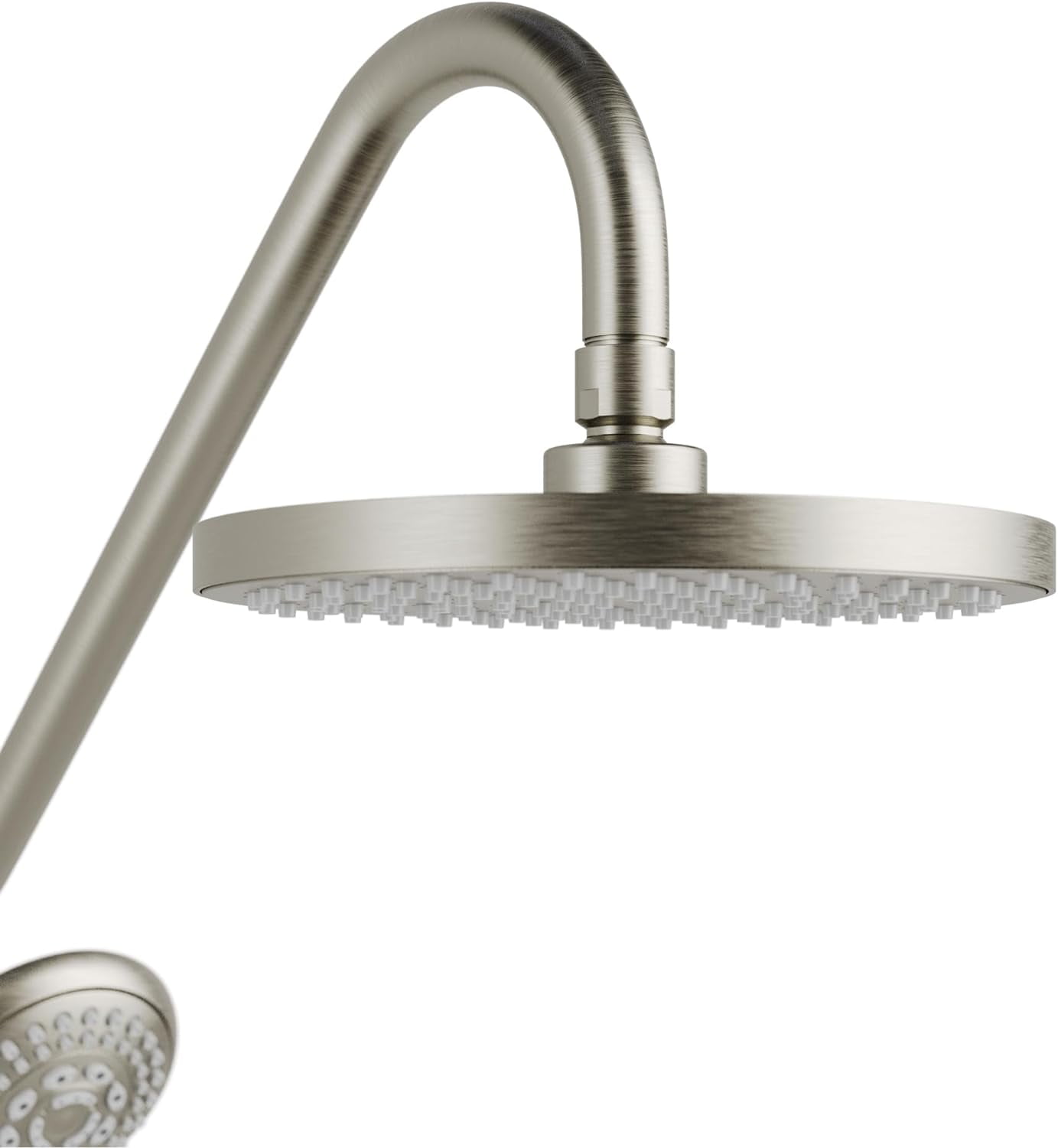 Kauai III 8-in Rain Showerhead Shower System with Slide Bar and Integrated Soap Dish Brushed Nickel 1.8 GPM