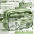 thumbnail image 2 of Estuche para lápices verde panda transparente para mujer, gran capacidad, nuevo estilo, caja de útiles escolares de 5 capas, alto valor estético, 2 of 5