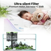 Aquarium Filter U-V Light 3 in 1 Fish Tank Filter, Tawatiler 215 GPH Green Water Cleaning Filter Pump, Double Waterfall 8W Quiet Hang on Filter for 30-60 Gallon Aquariums Saltwater Freshwater