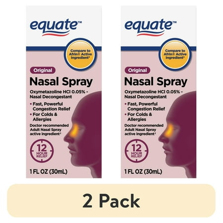 (2 pack) Equate Original 12 Hour Nasal Spray, Max Strength, 1 FL OZ