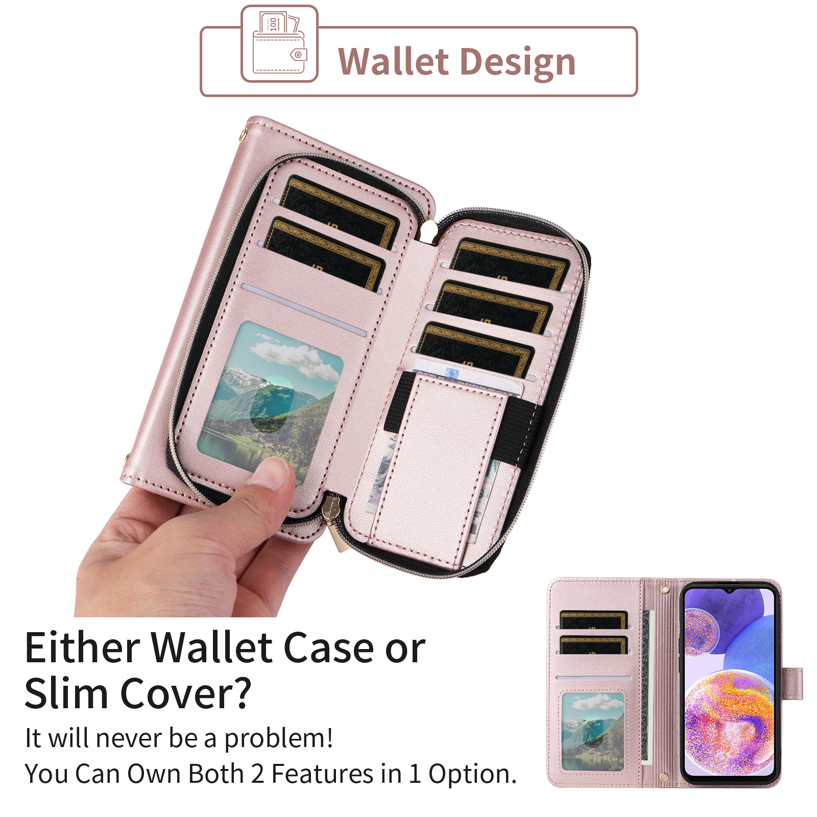 Furiet Samsung Galaxy A13 Wallet Case Rose Gold photo 2