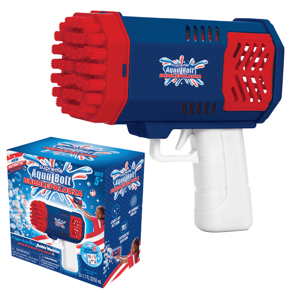 Supreme Aqua Bolt Bubblepalooza, Automatic Bubble Blowing Gun Toy for Kids with LEDs