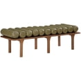 thumbnail image 3 of Meridian Furniture Landon Olive Green Vegan Leather Bench, 3 of 17