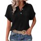 thumbnail image 2 of Suéter de maternidad,Camisa informal con botones para mujer, color liso, manga corta, diseño de manga murciélago, tela suave, cuello redondo para uso diario, sopatenor, 2 of 7