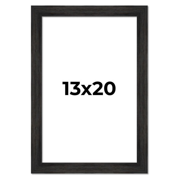 13x20 Distressed/Aged Black Complete Wood Picture Frame with UV Acrylic, Foam Board Backing, & Hardware
