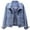 Blue, variant on Women's Embroidered Floral Denim Jacket - Embellished Casual Long Sleeve Coat Blue