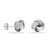 LeCalla 925 Sterling Silver Light-Weight Italian Design Love Knot Push Back Stud Earrings Jewelry Gifts for Women and Teen 10MM