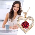 thumbnail image 1 of Collar con Colgante de corazón de amor Salvador dorado brillante elegante, 1 of 10