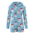 thumbnail image 4 of successthop Christmas Romper Adult Women Santa Hooded with Cute Ear Fleece Sleepwear Fuzzy Shorts Warm Loungewear, 4 of 6