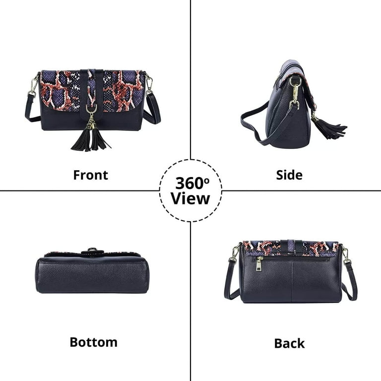 Shop LC Mom Black Purple Snake Print Pattern Leather Crossbody