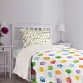 thumbnail image 5 of Ambesonne Abstract Quilted Bedspread Set 2 Pcs, Colored Big Polka Dots, Twin Size, Multicolor, 5 of 6
