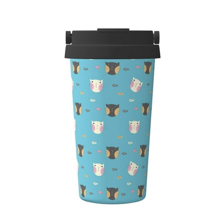

Pofeuu Cat Fish Print Coffee Mug Iced Coffee Tumbler Cup Double Wall Vacuum Leak-Proof Thermos Mug CoffeeThermos Travel Mug