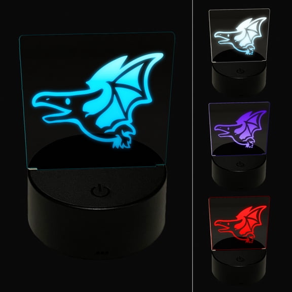 Cute Dinosaur Pterodactyl Pteranodon Flying LED Night Light Sign 3D Illusion Desk Nightstand Lamp