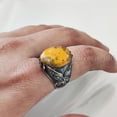 thumbnail image 3 of Bumblebee Jasper Mans Ring, Natural Bumblebee Jasper, Eagle Silver Jewelry, 925 Silver Ring, Birthday Gift, Heavy Mens Ring, Arabic Design, Ottoman Style Ring, Christmas, Turkey Mens Signet Ring, 3 of 8