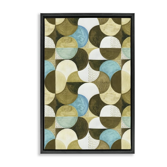 Stupell Industries Boho Circular Pattern Abstract Painting Black Floater Framed Canvas Art Print Wall Art, 17 x 25