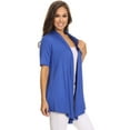 thumbnail image 2 of Moa Collection Women's Solid Short Sleeve Cardigan Casual Lightweight Open Design, 2 of 4