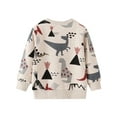 thumbnail image 3 of WIBACKER 2-7T Toddler and Little Boy's French Terry Cotton Crewneck Long Sleeve Sweatshirt - Dinosaur, 3 of 6