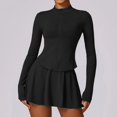 thumbnail image 1 of Conjunto deportivo de 2 piezas para mujer, traje de Yoga, ropa deportiva de manga larga, Top deportivo, Falda corta, mallas de entrenamiento para gimnasio, ropa de gimnasio, 1 of 5