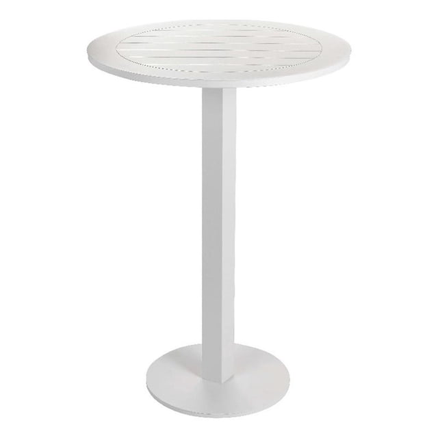 Pemberly Row Table de Bar Ronde Moderne en Aluminium 43x30 Pouces Finition Blanche