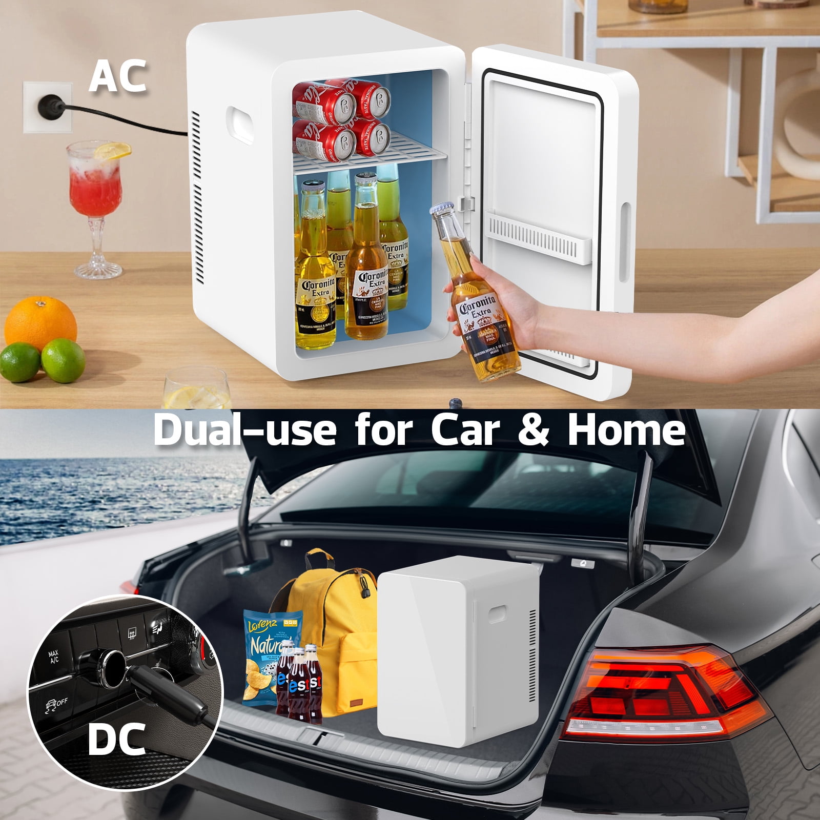 Advwin 22L Mini Fridge Cooler, Compact Personal Refrigerators for Skincare, Beverage, White
