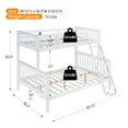 thumbnail image 5 of Ktaxon Bunk Bed Twin Over Full Size with 15 inches Extra Tall Guardrail/LED Light/Charging Station, Convertible Solid Wood Bed, Heavy Duty Wood Slats Support, White, 5 of 10