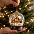 thumbnail image 5 of ZENVIVE Festive Christmas Hanging Ornament, 3.5 Inch Acrylic Snow Globe With A Twisted Cord, Snowy Winter Cabin Decor For Tree Mantel Window Shelf, Deer Duo Cabin, 5 of 8
