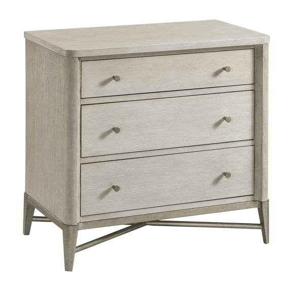 Mantalia Solid Wood 3-Drawer Nightstand with Metal Frame, Champagne