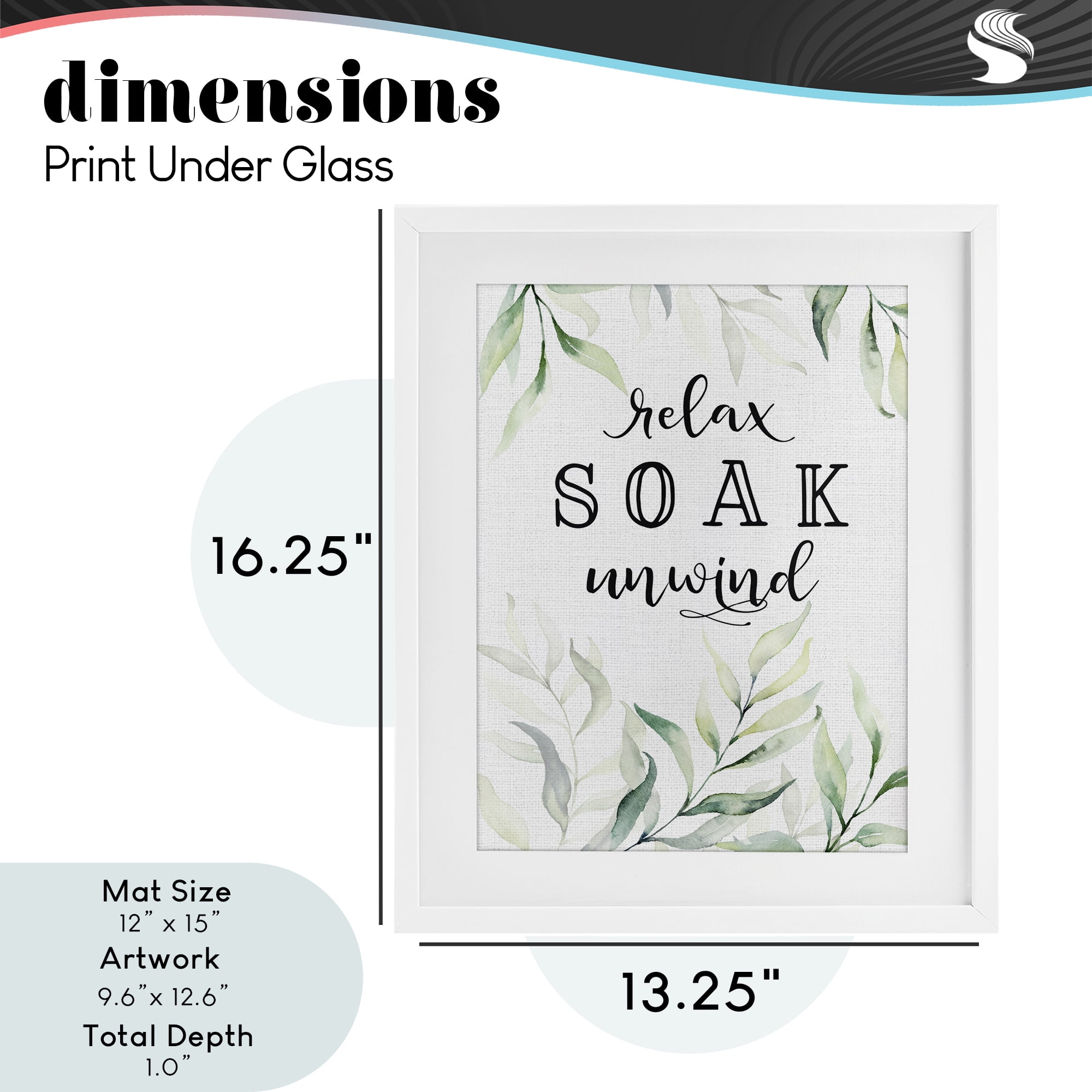 Soak & Unwind with Leaves White Framed Print Under Glass, design by Lettered and Lined