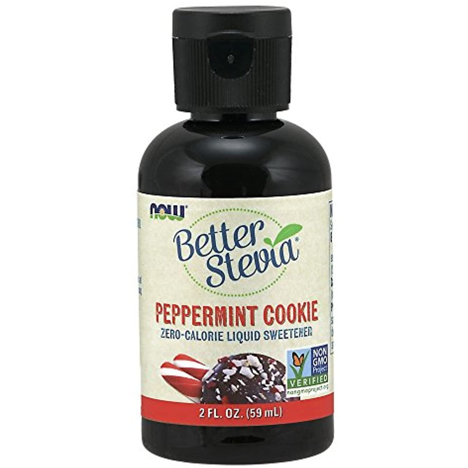 Now Foods, Better Stevia, Liquid, Peppermint Cookie, Zero-Calorie Liquid Sweetener, Low Glycemic Impact, Certified Non-Gmo, 2-Ounce