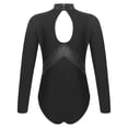 thumbnail image 6 of TSSOE Kids Girls Gymnastics Figure Ice Skating Dance Leotard Shiny Rhinestones Sheer Mesh Bodysuit Black 12, 6 of 7