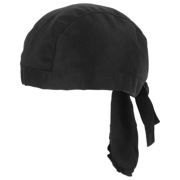 STOBOK Black Cotton Chef Hat with Adjustable Ties for Restaurant Kitchen and Cooking Uniform