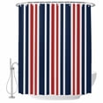 thumbnail image 2 of Navy Blue Red Striped Waterproof Fabric Shower Curtain,Modern Minimalist Ombre Lines Waterproof Fabric Shower Curtain for Bathroom Curtains Bathtubs Hotel Shower Curtains with 12 Hooks Small 36x72in, 2 of 8