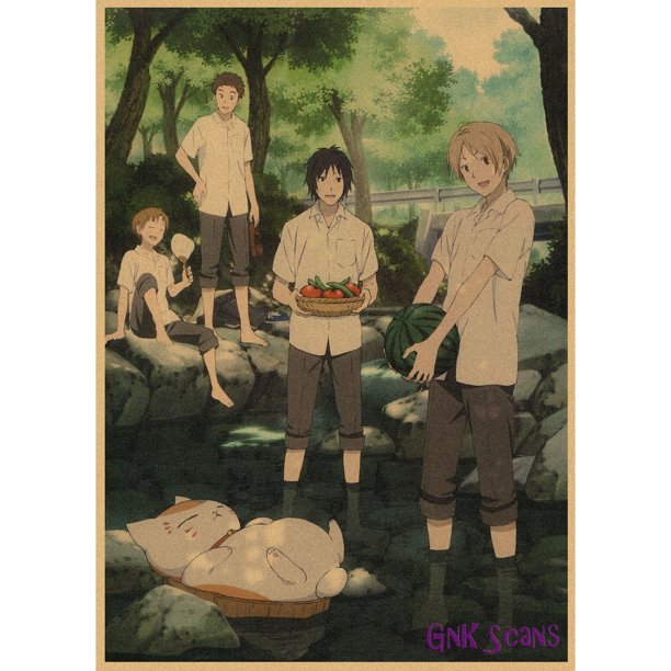 Póster mural, pintura decorativa, libros de Natsumes, retro, anime