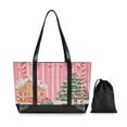 thumbnail image 7 of FORMRS Canvas Laptop Tote Bag for Women with 15.6" Computer Compartments Shoulder Handbag, Brown Gingerbread House, 7 of 7