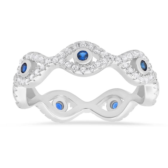 Kylie Harper Sterling Silver CZ Evil Eye Eternity Band Ring