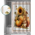 thumbnail image 4 of Thanksgiving Rustic Shower Curtain, 48" x 72", Pumpkin with Sunflowers and Squirrel Waterproof Bathroom Curtain Washable Shower Curtain Set with 12 Hooks, 4 of 6