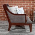 thumbnail image 3 of Leather Accent Chair with Back Pillow and Accent Pillow, Modern Armchair with Hardwood Frame, Upholstered Accent Chair with Wood Legs for Living Room, Office, Study, No Assembly Required, Gray, 3 of 6